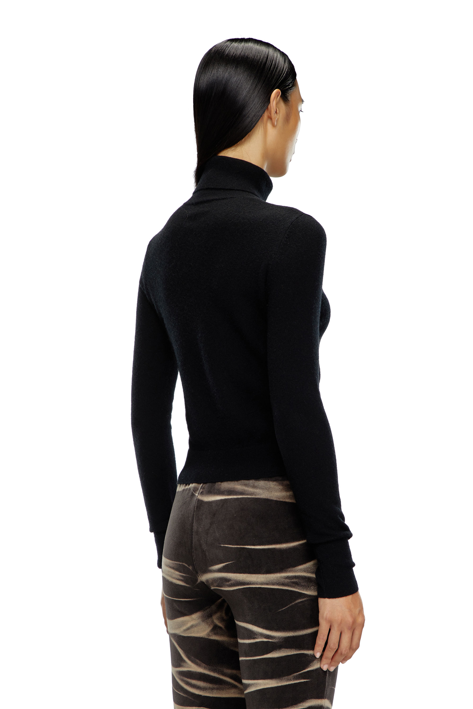 Diesel - M-AREESAX-TN, Woman's Turtleneck jumper in wool and cashmere in Black - 4