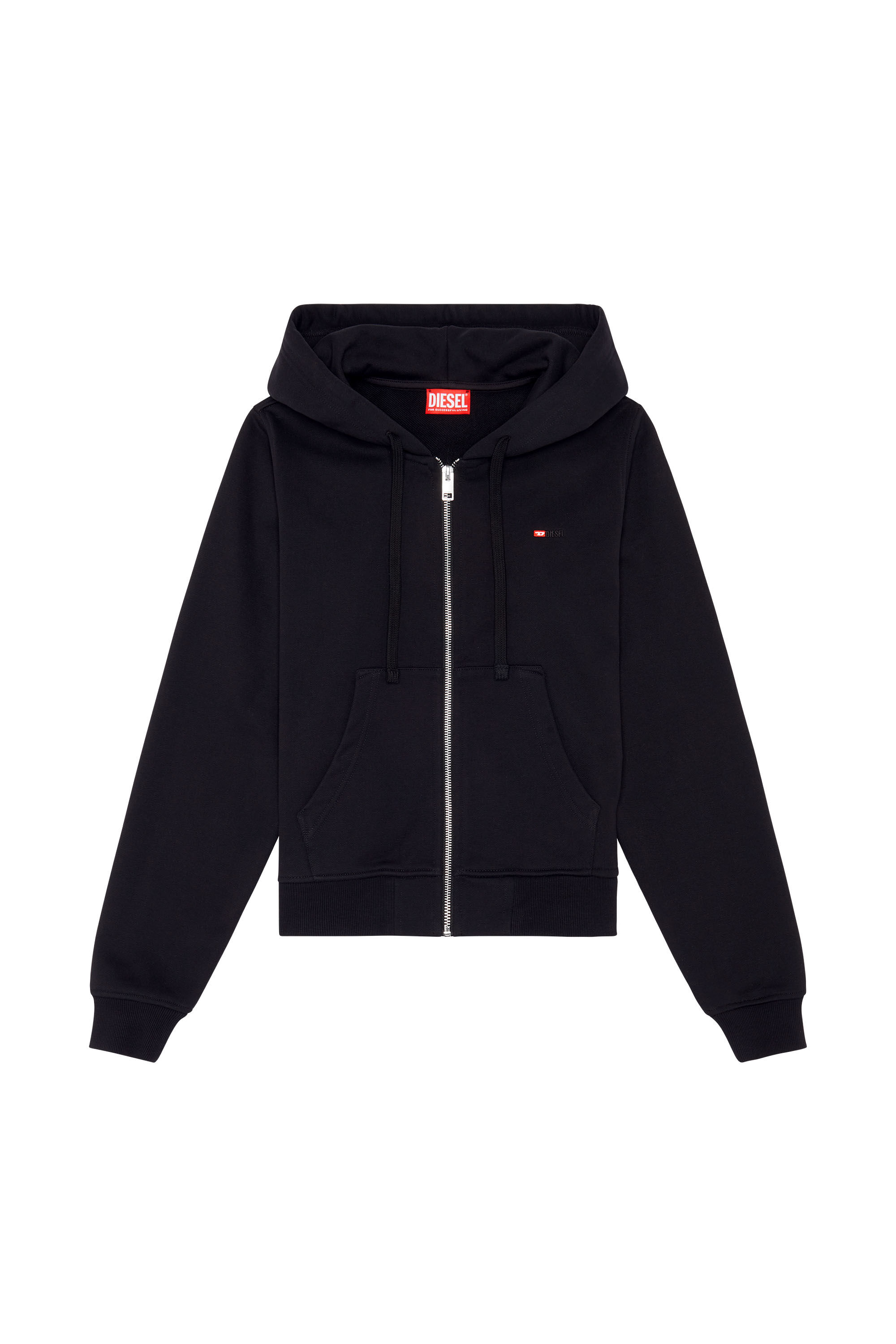 Diesel - F-REGGY-HOOD-ZIP-MICRODIV, Woman Hoodie with embroidered micro logo in Black - Image 2