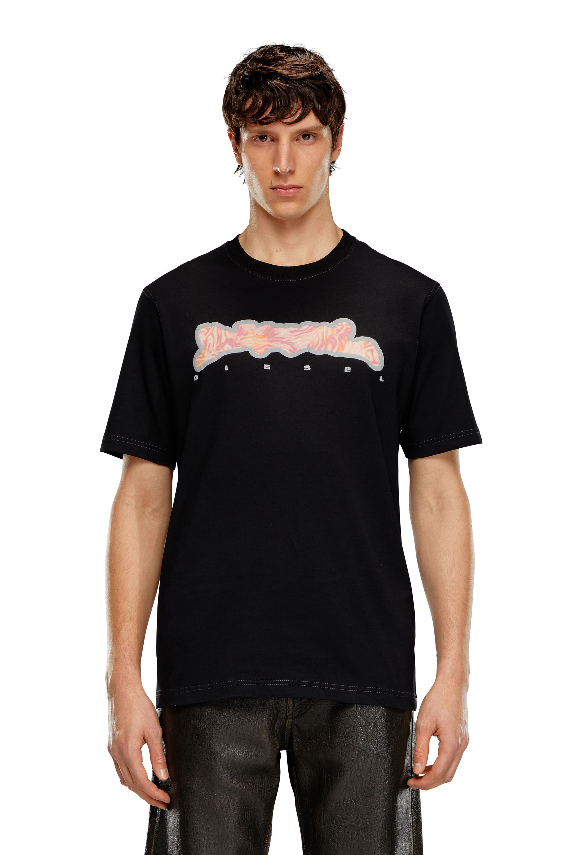 Diesel - T-JUST-N16, Man T-shirt with zebra-camo motif in Black - Image 3