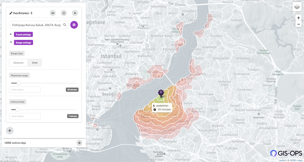 HERE Isoline Routing in Istanbul