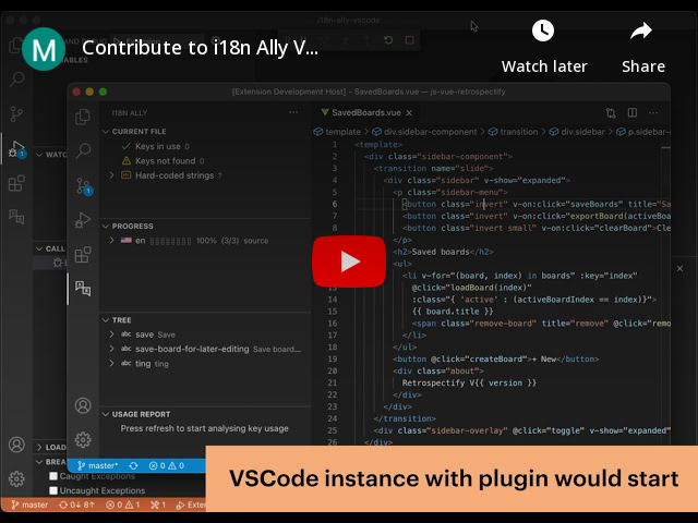 Video demo of contributing to i18n Ally VSCode extension