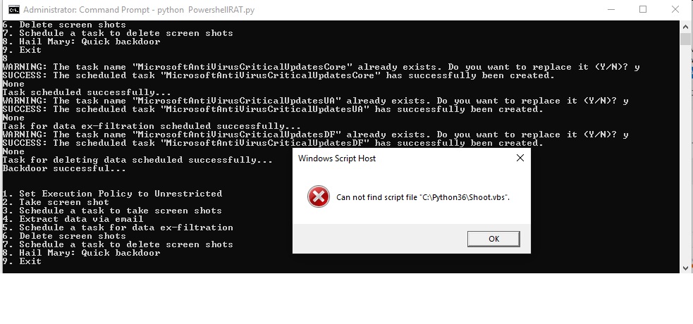 powershellrat error