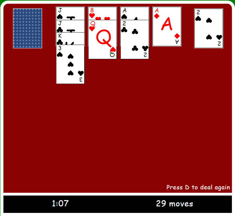 Javascript aces up solitaire screenshot 2