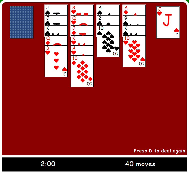 Javascript aces up solitaire screenshot 3