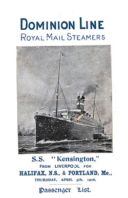 File:Dominion Line, SS Kensington Passenger List 1906 (front cover).jpg