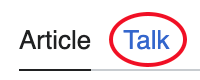 Circled location of the talk tab