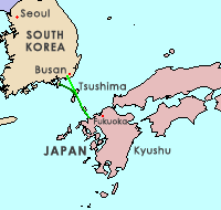 Geplande route tussen Japan en Zuid-Korea