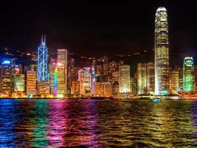 File:A city illuminated by colorful artificial lighting at night.jpg