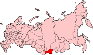 Karte der Russischen Föderation mit eingezeichneter Lage von Tuwa
