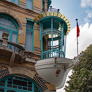 Balcony at the Art- nouveau house 't Bootje in Antwerp