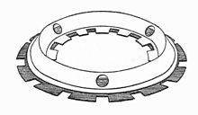 A pair of close-fitting plates, each formed with a conical ring and with teeth alternating between inside and outside on alternate plates