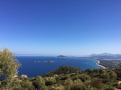 The Gulf of Arbatax seen from the mountains of the territory of Baunei, which is the first part of the Selvaggio Blu.