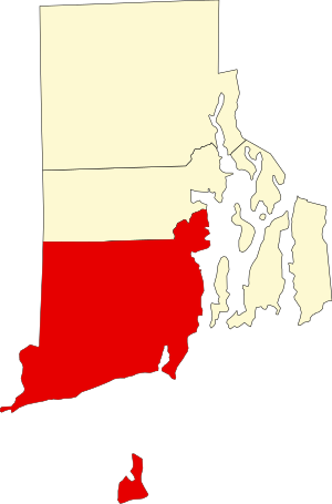 Map of Rhode Island highlighting Washington County