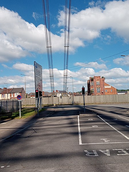 File:Newport Transporter Bridge cables detail, River Usk, Wales.jpg