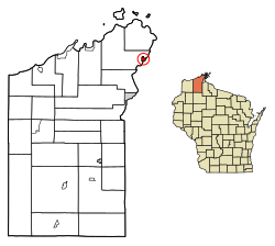 Location of Bayfield in Bayfield County, Wisconsin.