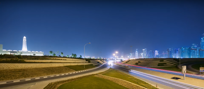 Diverging road overlooked by Imam Muhammad ibn Abd al-Wahhab Mosque in Lejbailat.