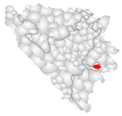 Location of Goražde within Bosnia and Herzegovina.