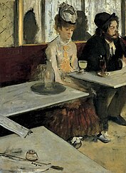 Two figures at the Nouvelle Athènes. L'Absinthe (1876), by Degas