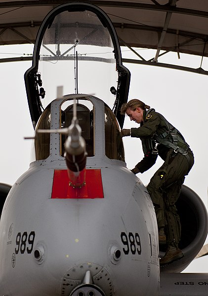 File:130110-f-oc707-006 Female Fighter Pilot Maj. Olivia Elliott climbs into her A-10 Thunderbolt II.jpg