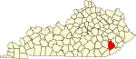 State map highlighting Leslie County