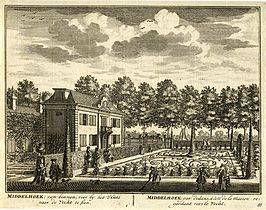 Middenhoek in 1719 afgebeeld