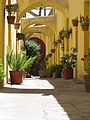 Yellow passageway in te Santa Teresa Monastery in Arequipa, Peru