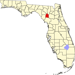 Map of Florida highlighting Gilchrist County