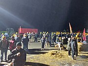 Occitan farmers from the Rural coordination [fr] on a road blockage on 24 January 2024.