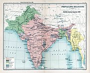 1909 Prevailing Religions, map of British India, 1909, showing the majority religions based on the Census of 1901