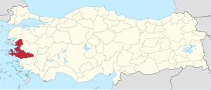 Lokasi Izmir wilayah di Turki