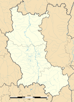 Mapa konturowa Loary, w centrum znajduje się punkt z opisem „Saint-Barthélemy-Lestra”