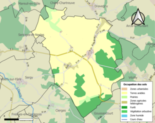 Carte en couleurs présentant l'occupation des sols.