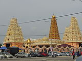 Torana at front of South Indian-style Hindu Sri Sunderaraja Perumal Temple, built in 1892, at Klang in Selangor, Malaysia.