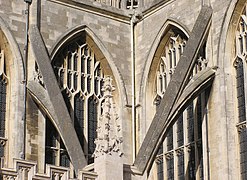 Close-up of flying buttresses at Bath Abbey