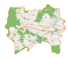 Mapa konturowa gminy Syców, blisko centrum na dole znajduje się punkt z opisem „Pałac w Stradomi Wierzchniej”