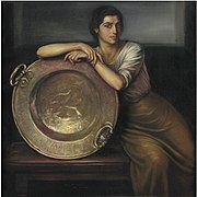 Gran brasero andaluz, sostenido por la modelo Amparo, en el óleo sobre lienzo pintado por Julio Romero de Torres en 1920.