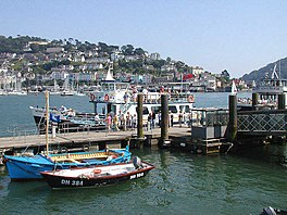 A natural harbour with pleasure boats and jetties