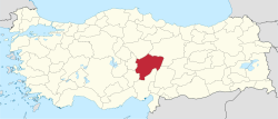 Kayseri'nin Türkiye'deki konumu