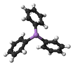 Ball and stick model of aromatic triphenylarsine