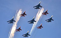 Russian Knights and Strizhi over the Red Square