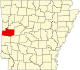 Map of Arkansas highlighting Scott County