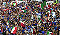 Italiaanse fans tijdens de finale in De Kuip in Rotterdam