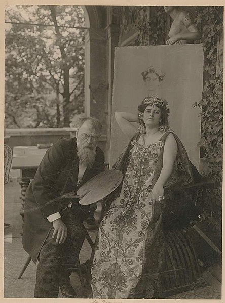 File:Franz von Lenbach und Eugenie Knorr auf der Terrasse der Lenbachvilla, 1900.jpg