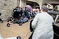 Chaos outside the Washington Hilton Hotel after the assassination attempt on President Reagan. James Brady and police officer Thomas Delahanty lie wounded on the ground