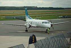 Eine ehemalige Saab 340 der Gotlandsflyg