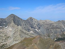 A view of Blanca Peak (left), from the east