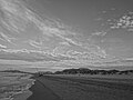 A Fisherman at the beach in Oliva, Black and White.