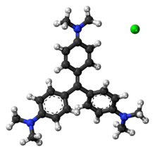 Ball-and-stick model of crystal violet as a chloride salt