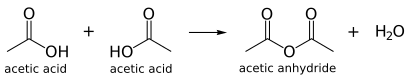 Condensation of acetic acid to acetic anhydride