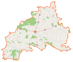 Mapa konturowa powiatu zwoleńskiego, u góry znajduje się punkt z opisem „Dąbrowa-Las”